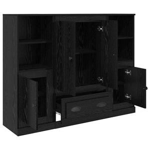 Highboard 3 τμχ. Μαύρη Οξυά 132 x 35,5 x 103,5 εκ.