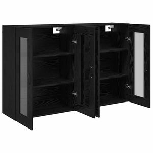 Ντουλάπια Τοίχου 2 pcs Μαύρη Οξυά 69,5 x 34 x 90 εκ. - Pakobazaar
