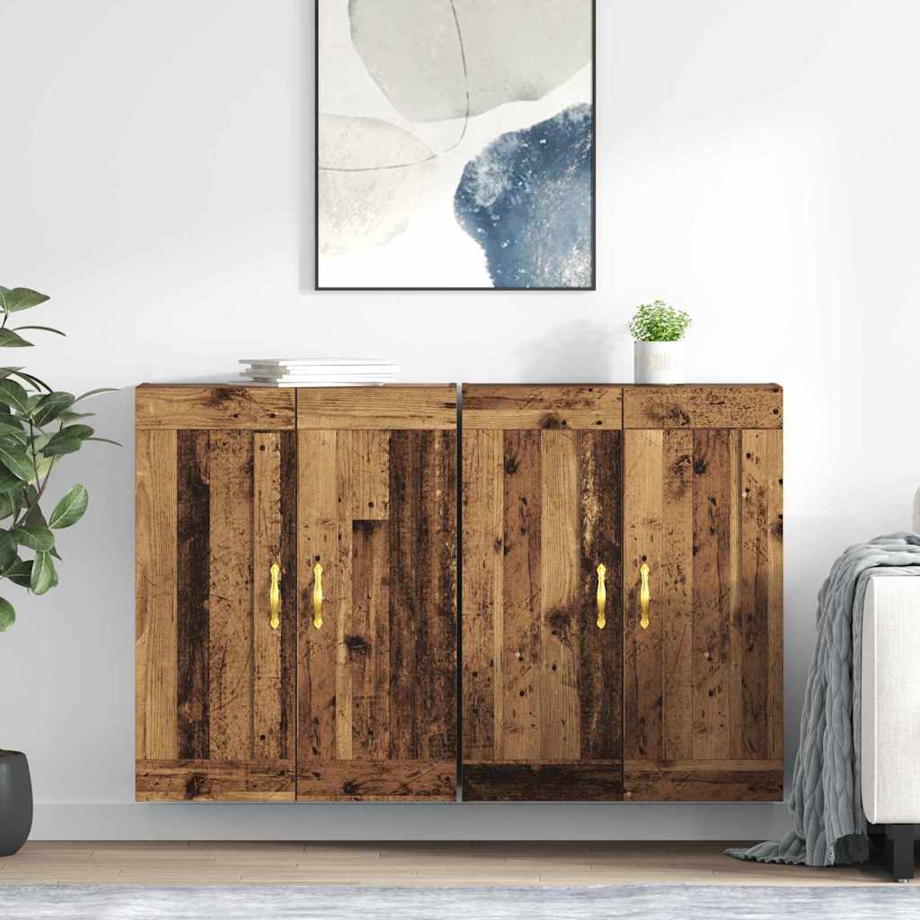 Ντουλάπα τοίχου Επιτοίχιο 2 pcs Παλιό ξύλο 69,5 x 34 x 90 εκ.