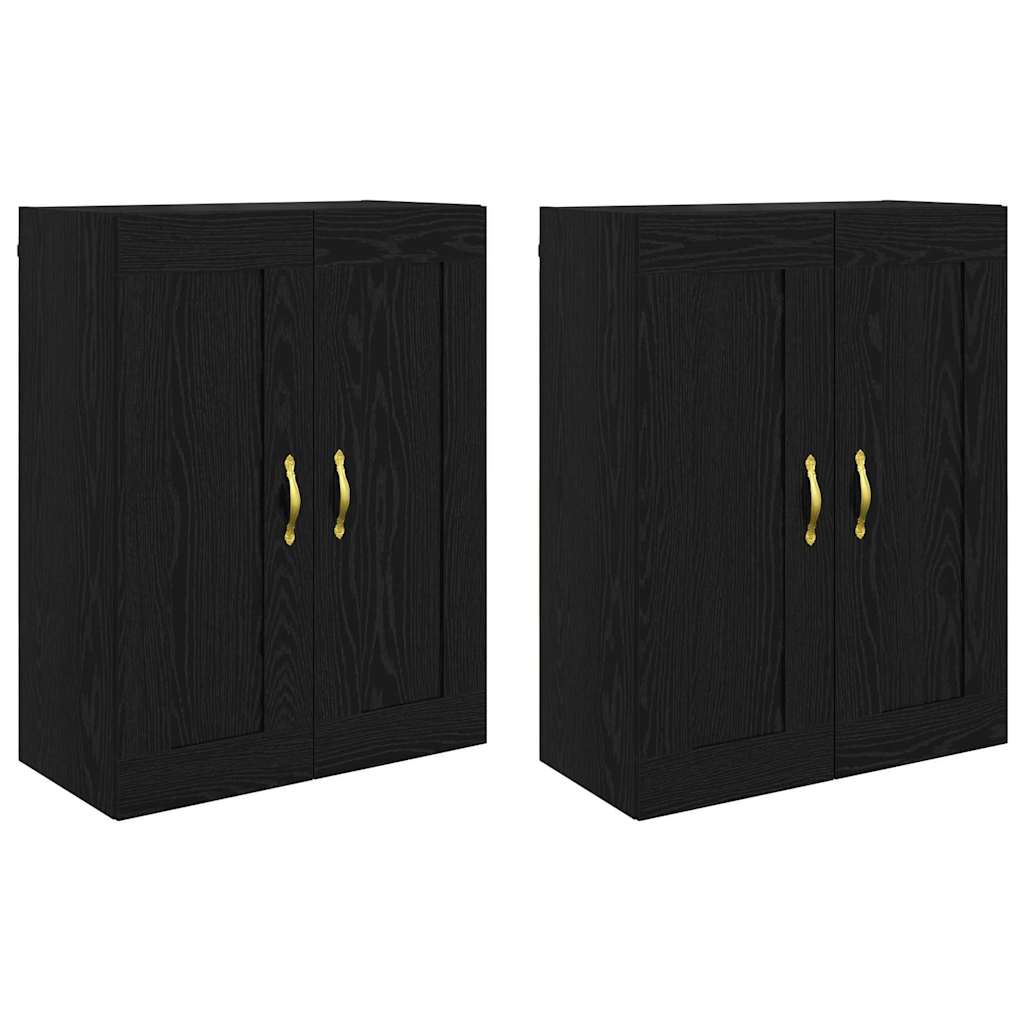 Ντουλάπα τοίχου Επιτοίχιο 2 pcs Μαύρη Οξυά 69,5 x 34 x 90 εκ.