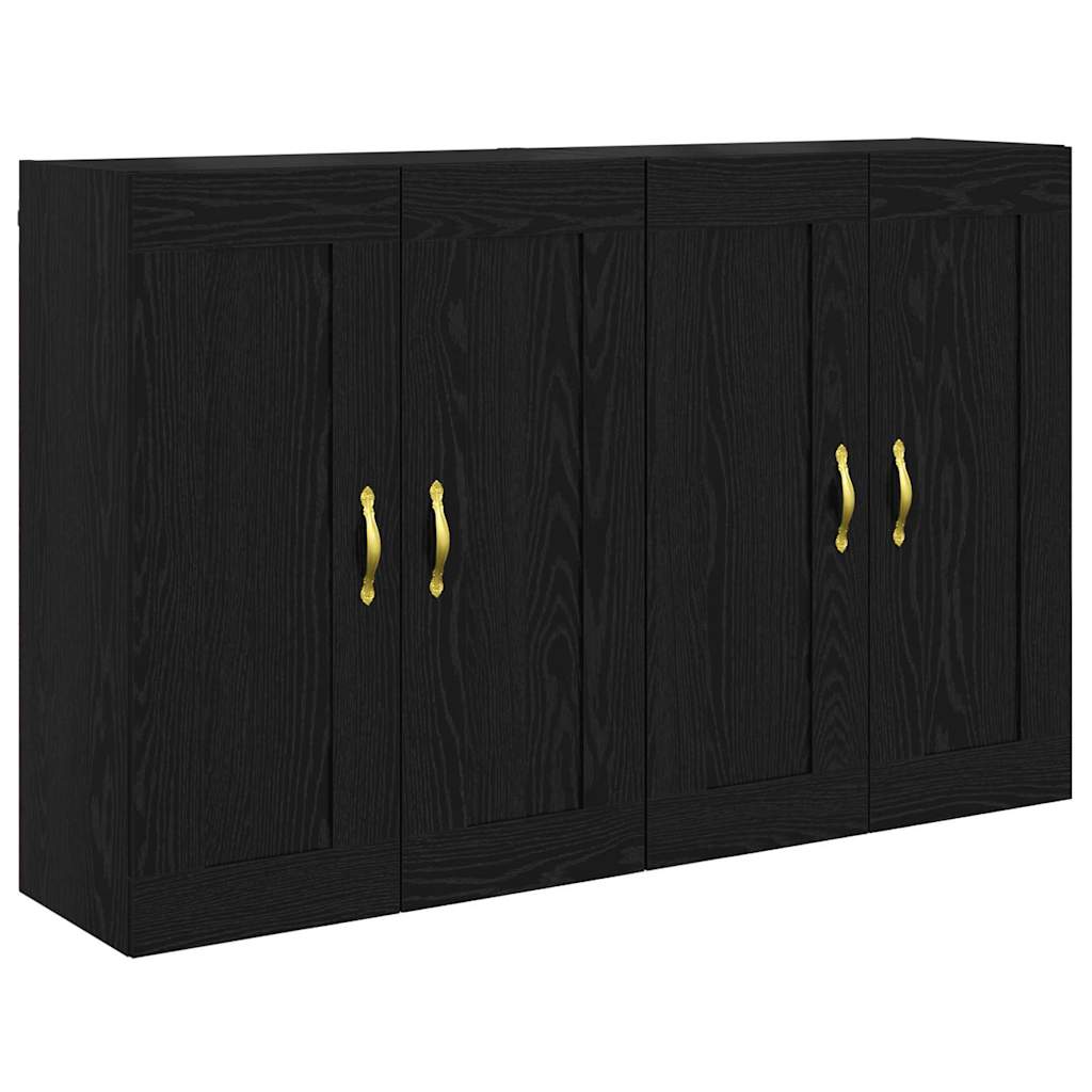 Ντουλάπα τοίχου Επιτοίχιο 2 pcs Μαύρη Οξυά 69,5 x 34 x 90 εκ.