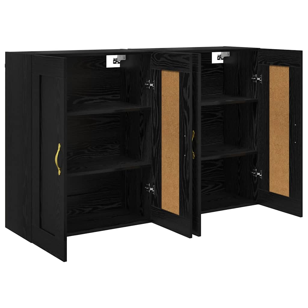Ντουλάπα τοίχου Επιτοίχιο 2 pcs Μαύρη Οξυά 69,5 x 34 x 90 εκ.