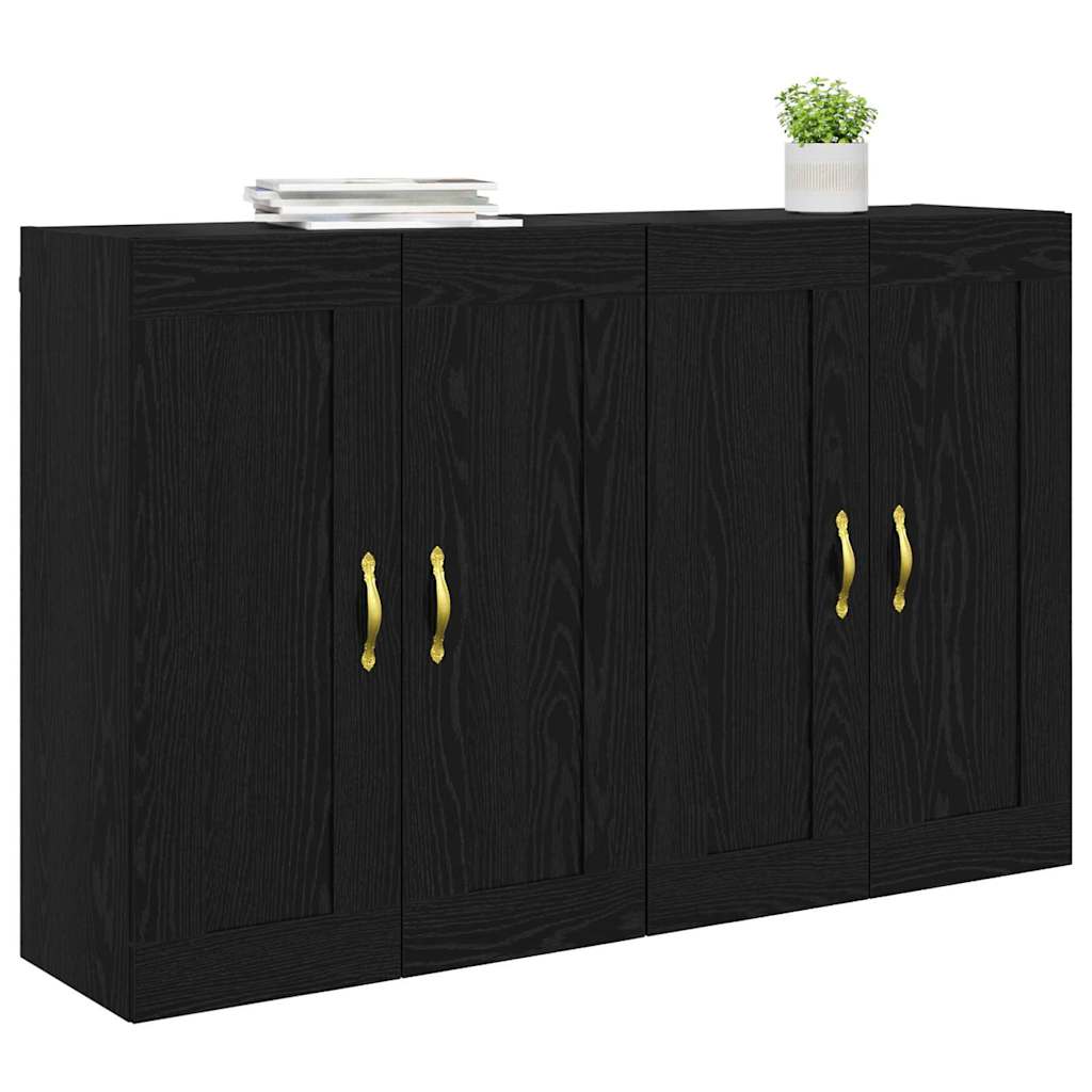 Ντουλάπα τοίχου Επιτοίχιο 2 pcs Μαύρη Οξυά 69,5 x 34 x 90 εκ.