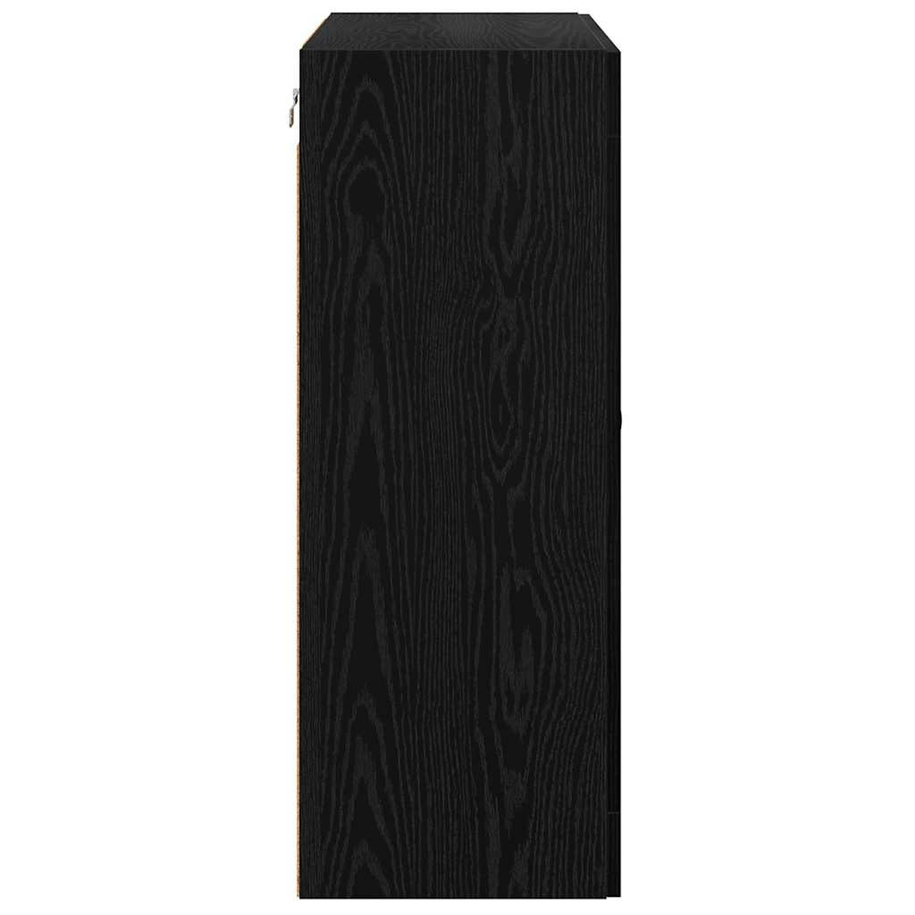 Ντουλάπα τοίχου Επιτοίχιο 2 pcs Μαύρη Οξυά 69,5 x 34 x 90 εκ.
