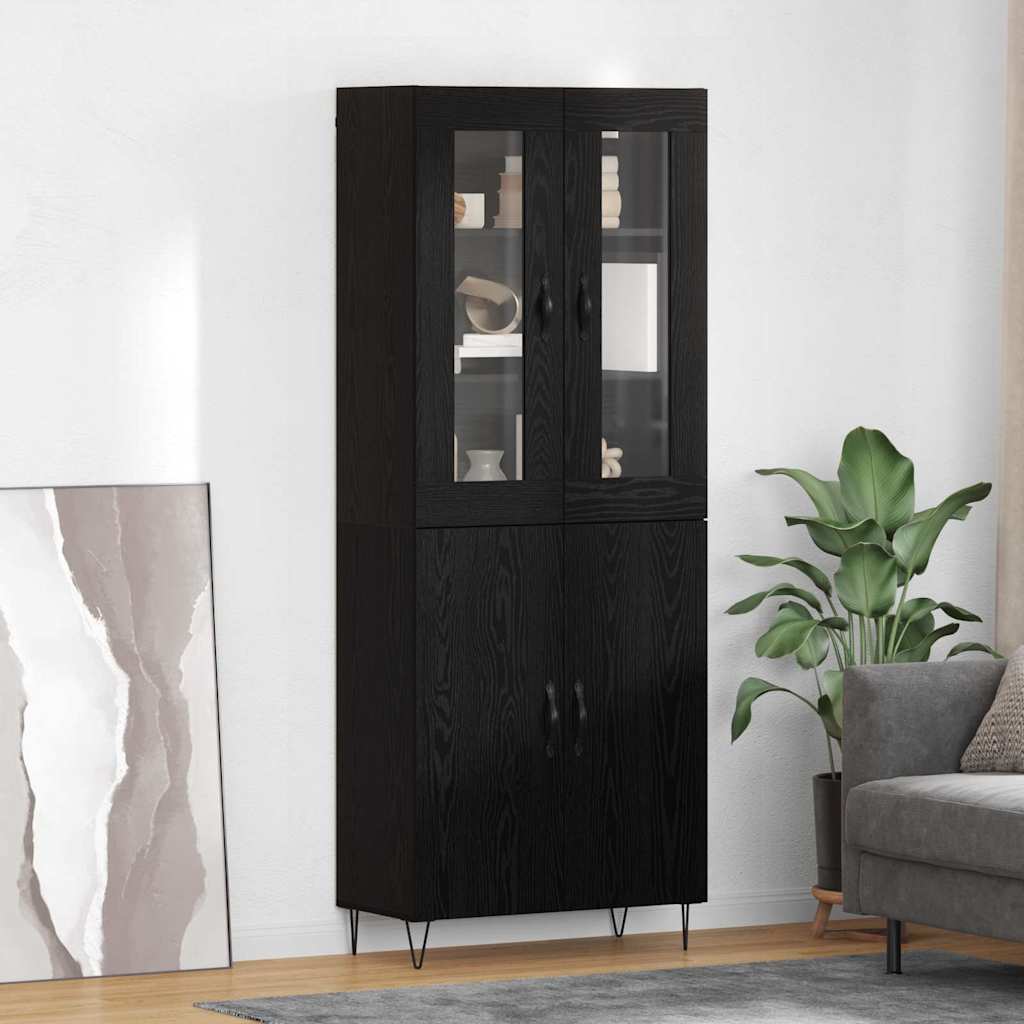 Highboard Λευκός και Μαύρος Δρυς 69,5 x 34 x 180 εκ. - Pakobazaar