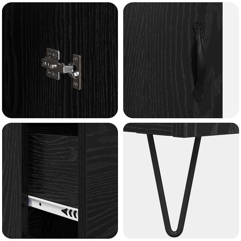 Highboard Μαύρη Οξυά 69,5 x 34 x 90 εκ. Επεξεργασμένο ξύλο