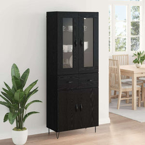 Highboard Μαύρη Οξυά 69,5 x 34 x 90 εκ. Επεξεργασμένο Ξύλο