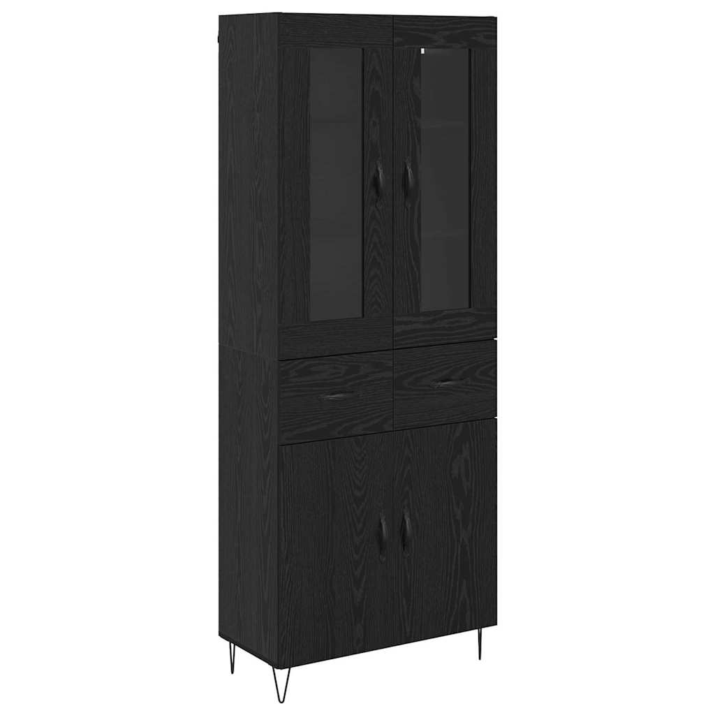 Highboard Μαύρη Οξυά 69,5 x 34 x 90 εκ. Επεξεργασμένο ξύλο