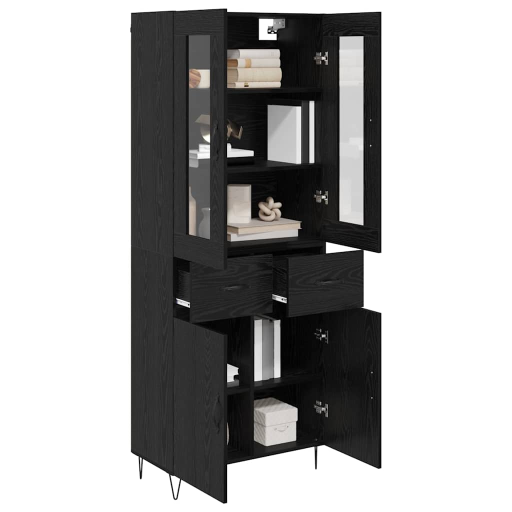 Highboard Μαύρη Οξυά 69,5 x 34 x 90 εκ. Επεξεργασμένο ξύλο
