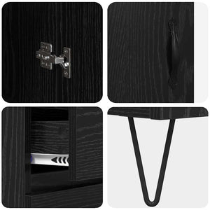 Highboard Μαύρη Οξυά 69,5 x 34 x 90 εκ. Επεξεργασμένο Ξύλο
