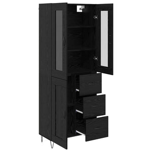 Highboard Μαύρη Οξυά 69,5 x 34 x 90 εκ. Επεξεργασμένο Ξύλο