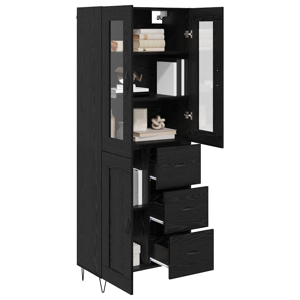 Highboard Μαύρη Οξυά 69,5 x 34 x 90 εκ. Επεξεργασμένο ξύλο