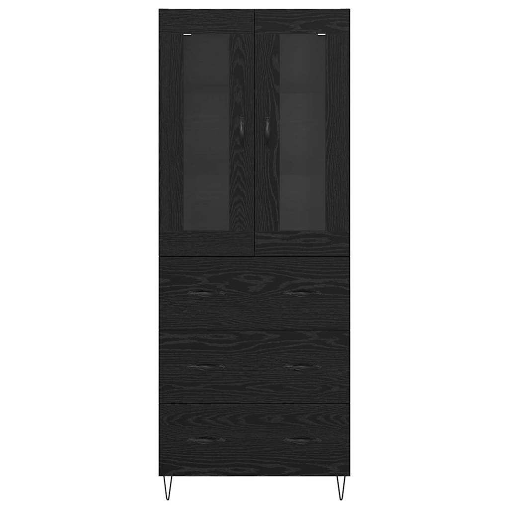 Highboard Μαύρη Οξυά 69,5 x 34 x 90 εκ. Επεξεργασμένο ξύλο