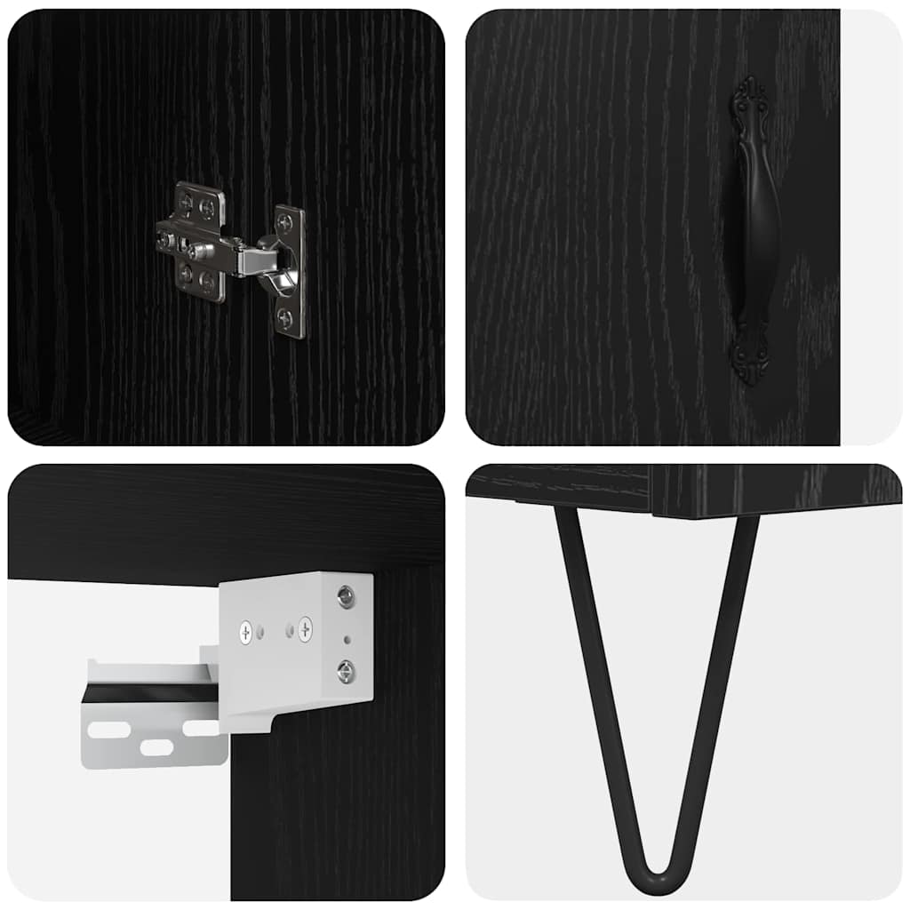 Highboard Μαύρη Οξυά 69,5 x 34 x 90 εκ. Επεξεργασμένο ξύλο