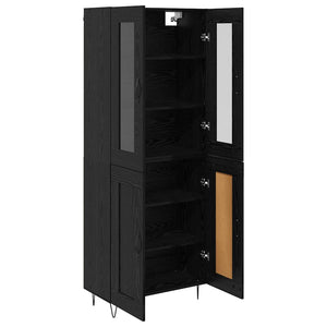 Highboard Μαύρη Οξυά 69,5 x 34 x 90 εκ. Επεξεργασμένο Ξύλο