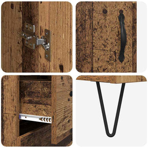 Highboard Παλιό Ξύλο 34,5 x 34 x 90 εκ. Επεξεργασμένο Ξύλο