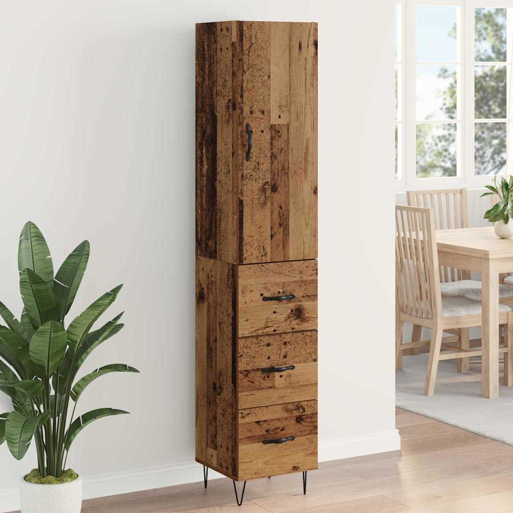 Highboard Παλιό Ξύλο 34,5 x 34 x 90 εκ. Επεξεργασμένο ξύλο