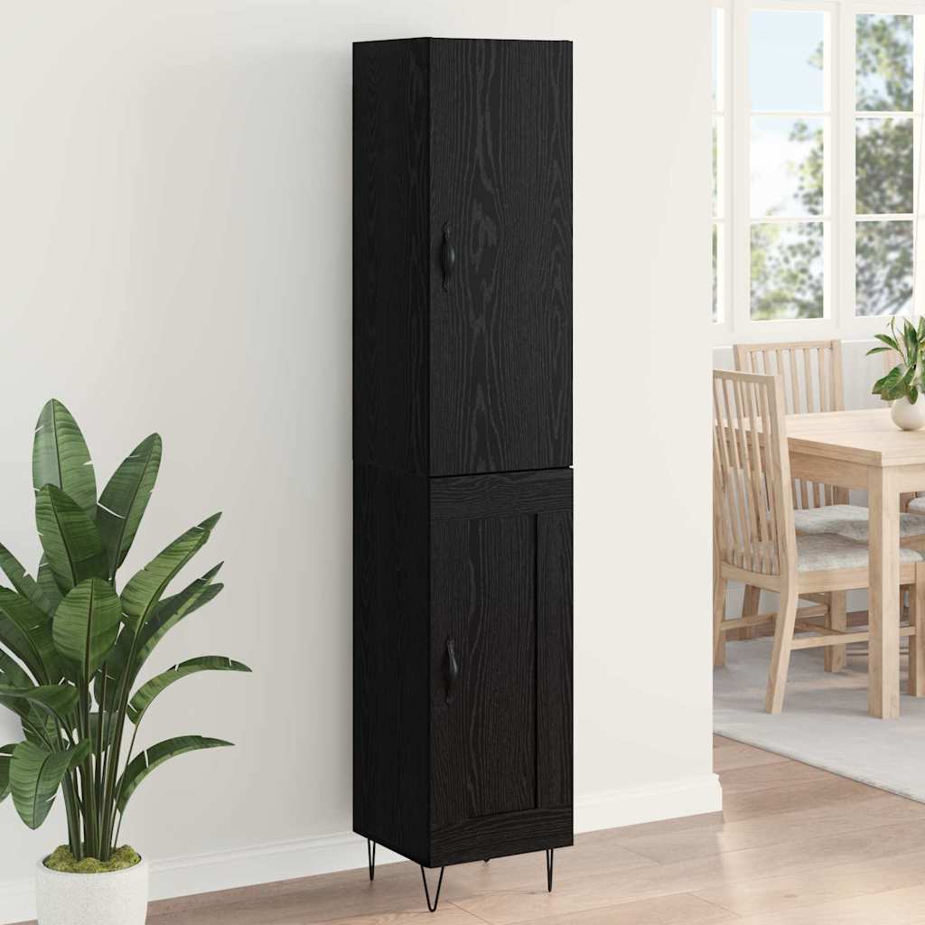 Highboard Μαύρη Οξυά 34,5 x 34 x 90 εκ. Επεξεργασμένο ξύλο