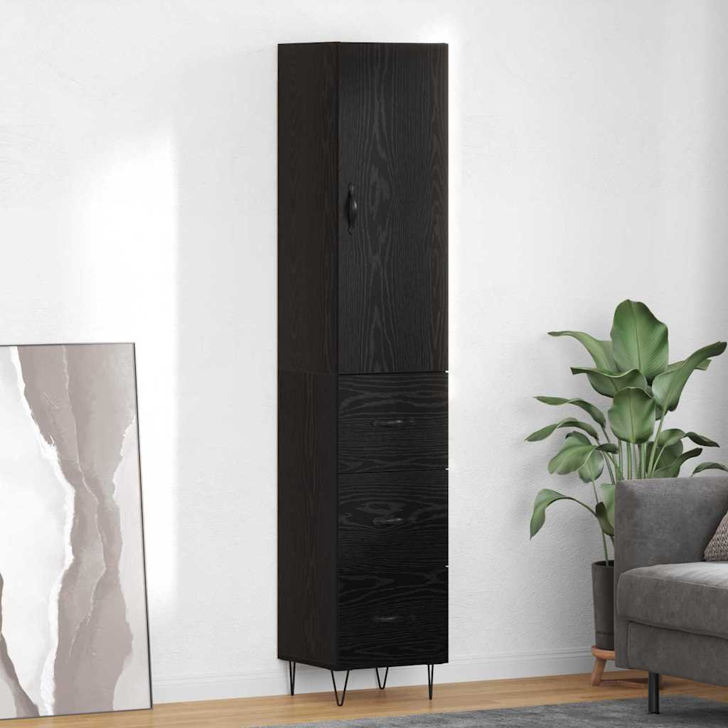 Highboard Μαύρη Οξυά 34,5 x 34 x 90 εκ. Επεξεργασμένο ξύλο