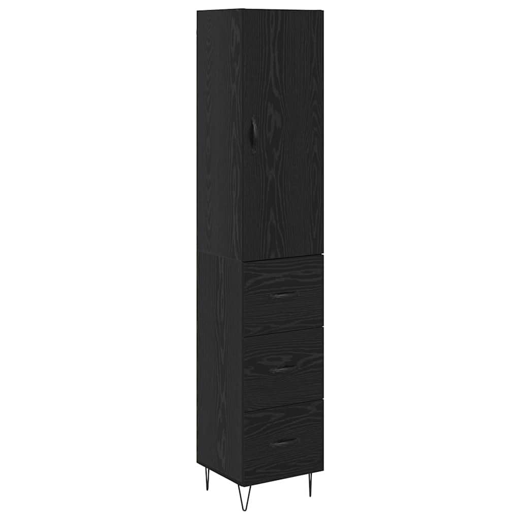 Highboard Μαύρη Οξυά 34,5 x 34 x 90 εκ. Επεξεργασμένο ξύλο