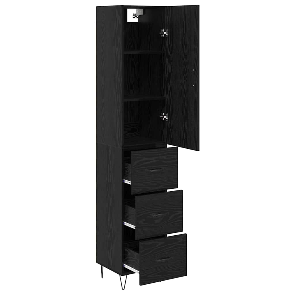 Highboard Μαύρη Οξυά 34,5 x 34 x 90 εκ. Επεξεργασμένο ξύλο