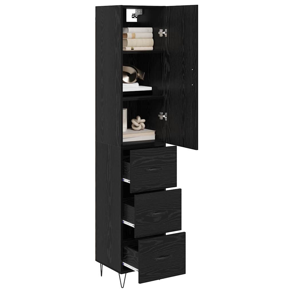 Highboard Μαύρη Οξυά 34,5 x 34 x 90 εκ. Επεξεργασμένο ξύλο