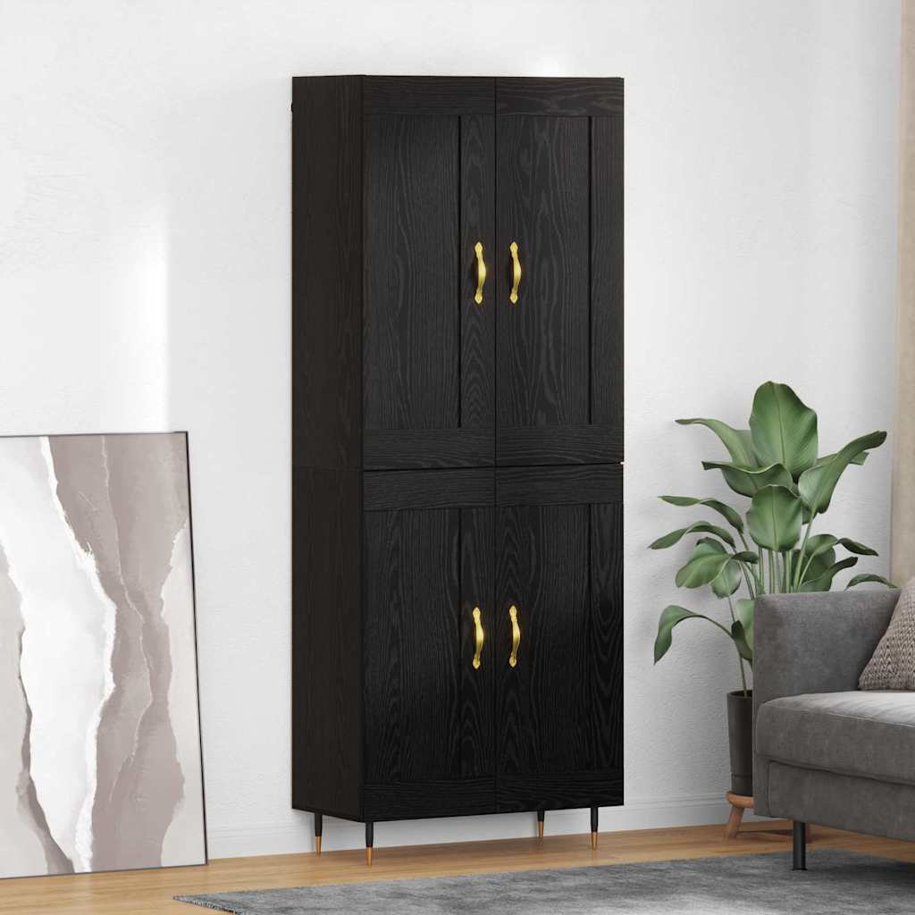 Highboard Μαύρη Οξυά 69,5 x 34 x 90 εκ. Επεξεργασμένο ξύλο