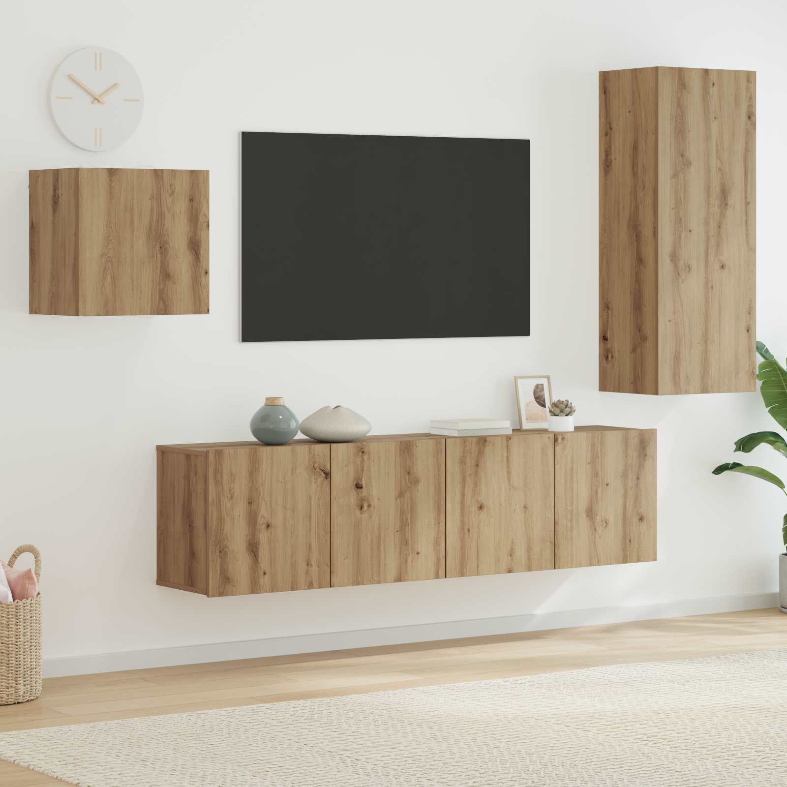 Ντουλάπι TV Επιτοίχιο 4 pcs Artisan Oak Επεξεργασμένο ξύλο - Pakobazaar
