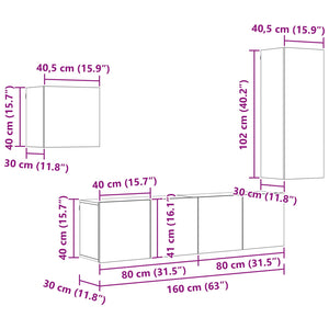 Ντουλάπι TV Επιτοίχιο 4 pcs Artisan Oak Επεξεργασμένο ξύλο - Pakobazaar