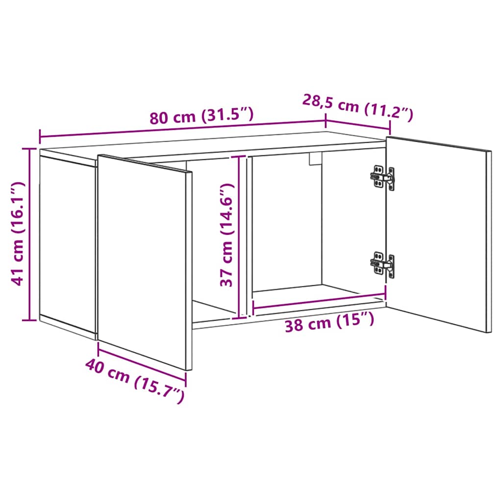 Ντουλάπι TV Επιτοίχιο 4 pcs Μαύρη Οξυά Επεξεργασμένο ξύλο