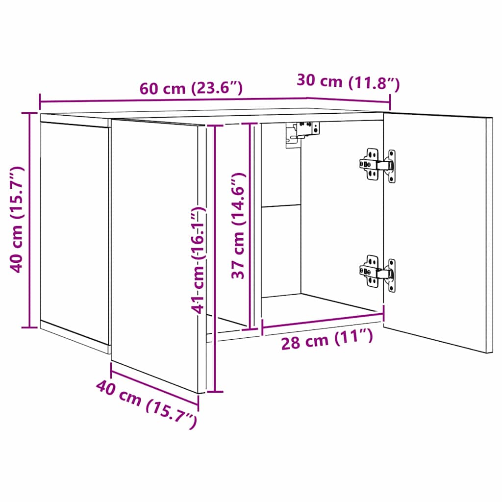 Μονάδα Τοίχου Τηλεόρασης 5 pcs Μαύρη δρυς Επεξεργασμένο ξύλο