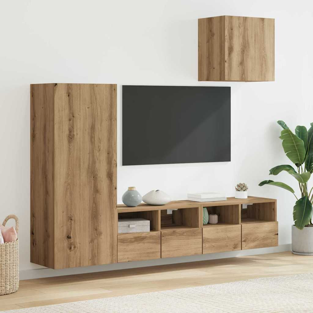 Μονάδες Τοίχου Τηλεόρασης 4 pcs Artisan Oak Επεξεργασμένο ξύλο