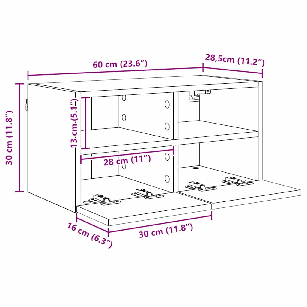 Μονάδες Τοίχου Τηλεόρασης 4 pcs Artisan Oak Επεξεργασμένο ξύλο