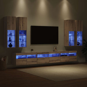 Σετ τοίχου για τηλεόραση 7 pcs Artisan Oak Επεξεργασμένο ξύλο - Pakobazaar