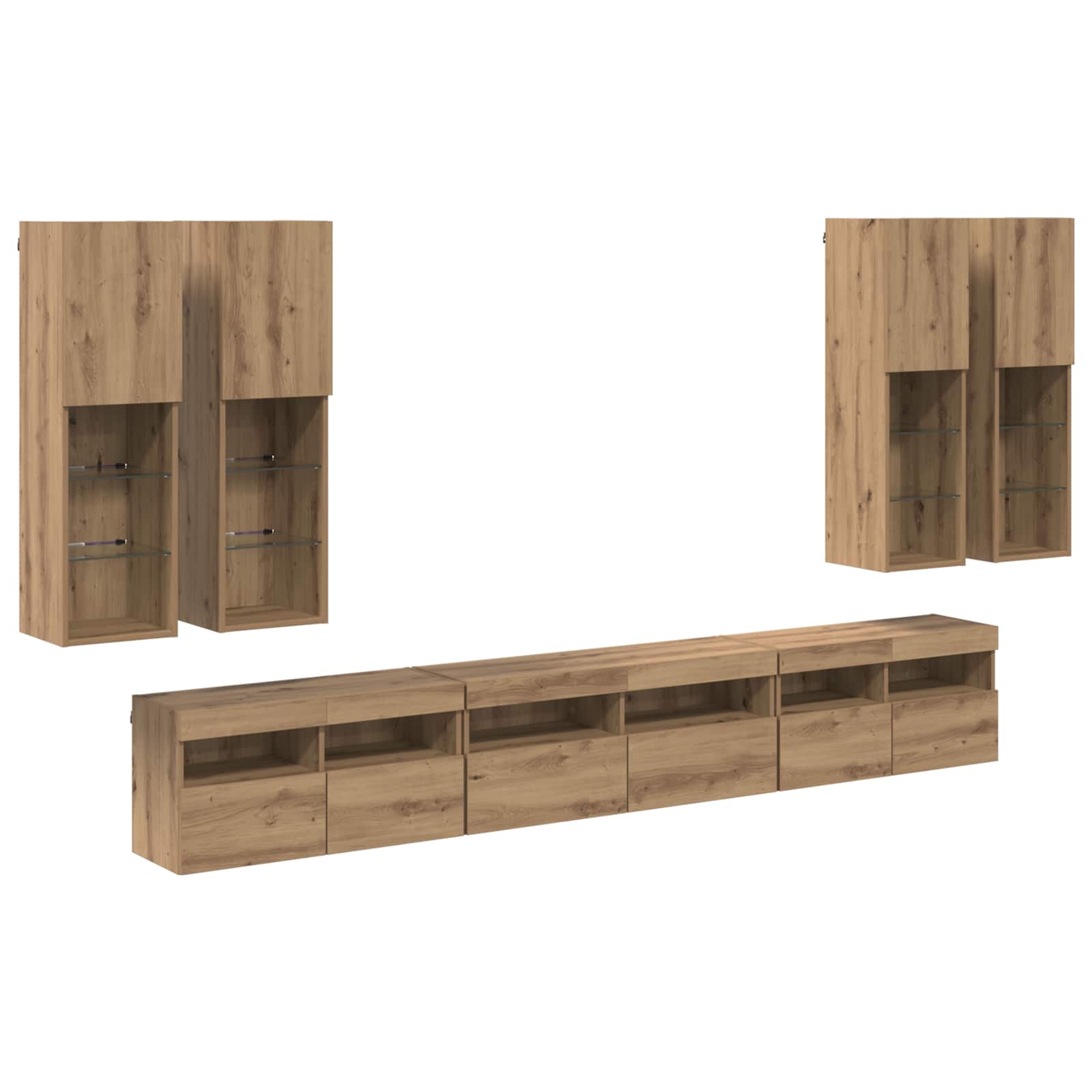 Σετ τοίχου για τηλεόραση 7 pcs Artisan Oak Επεξεργασμένο ξύλο - Pakobazaar