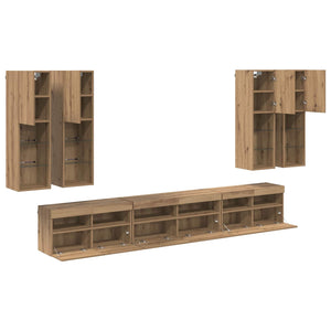 Σετ τοίχου για τηλεόραση 7 pcs Artisan Oak Επεξεργασμένο ξύλο - Pakobazaar