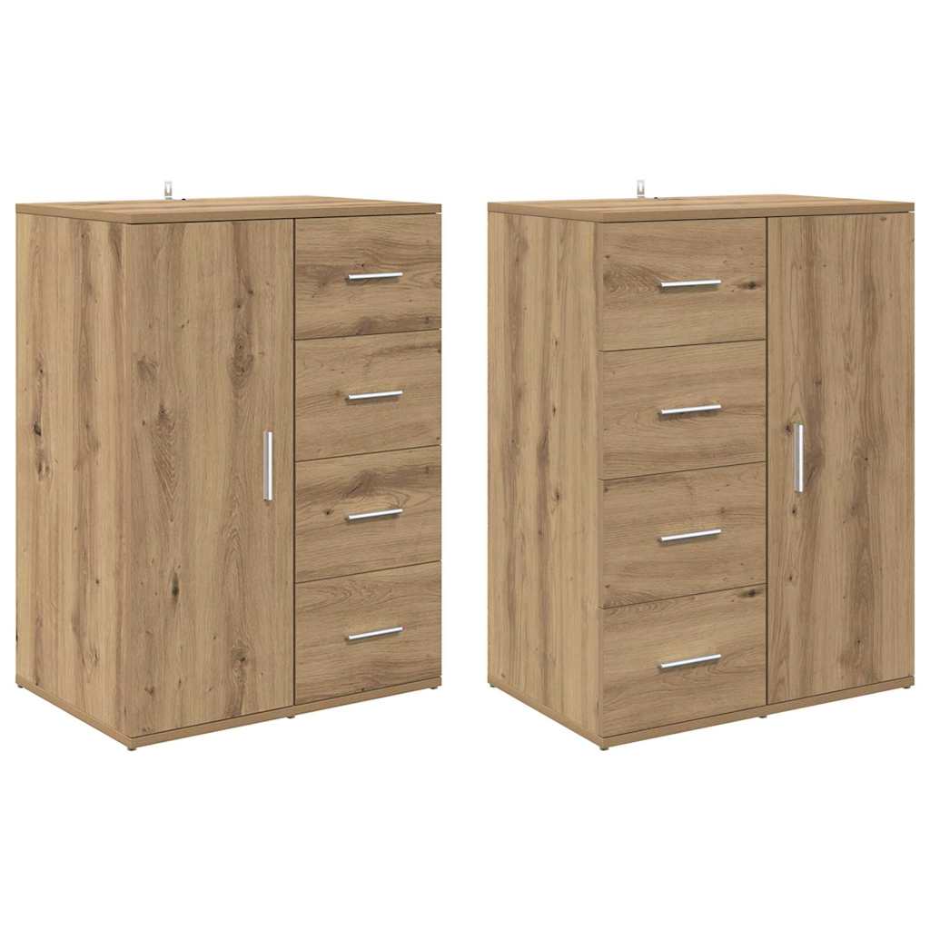 Παραδοσιακά Πλευρικά Έπιπλα με συρτάρι Corona 2 pcs Artisan Oak - Pakobazaar