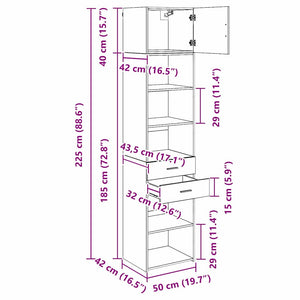 Highboard Παλιό Ξύλο 50 x 42,5 x 225 εκ Επεξεργασμένο ξύλο - Pakobazaar