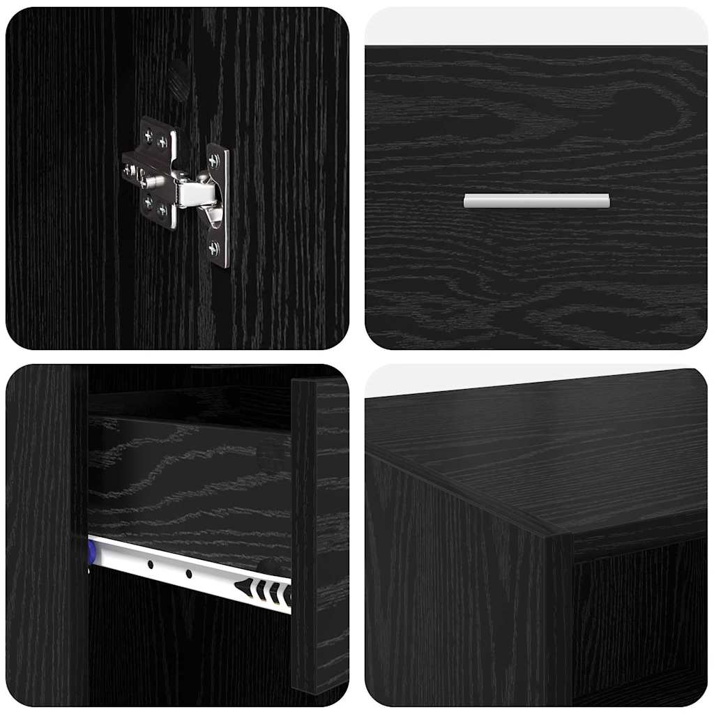 Highboard Μαύρη Οξυά 50 x 42,5 x 225 εκ Επεξεργασμένο ξύλο - Pakobazaar