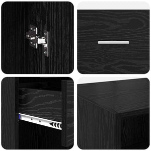 Highboard Μαύρη Οξυά 50 x 42,5 x 225 εκ Επεξεργασμένο ξύλο - Pakobazaar