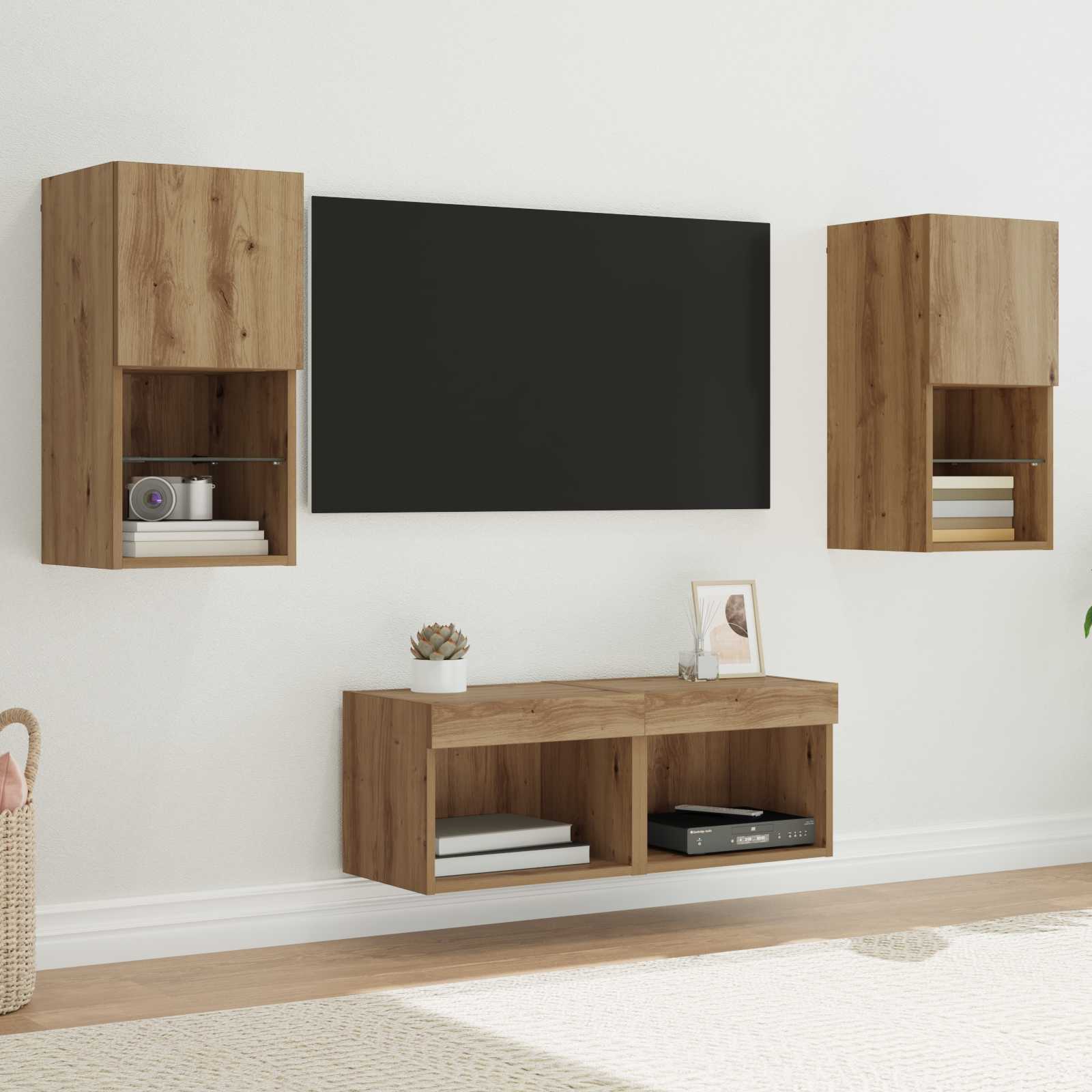 Βάσεις τηλεόρασης 4 pcs Artisan Oak Επεξεργασμένο ξύλο