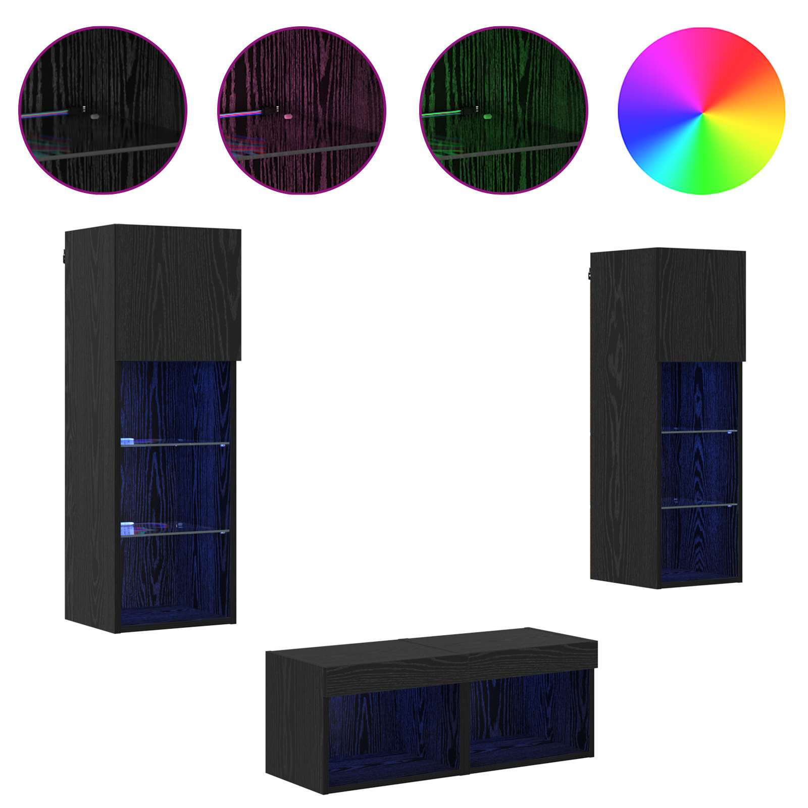 Βάσεις τηλεόρασης Επιτοίχιο 4 pcs Μαύρη Οξυά Επεξεργασμένο ξύλο - Pakobazaar