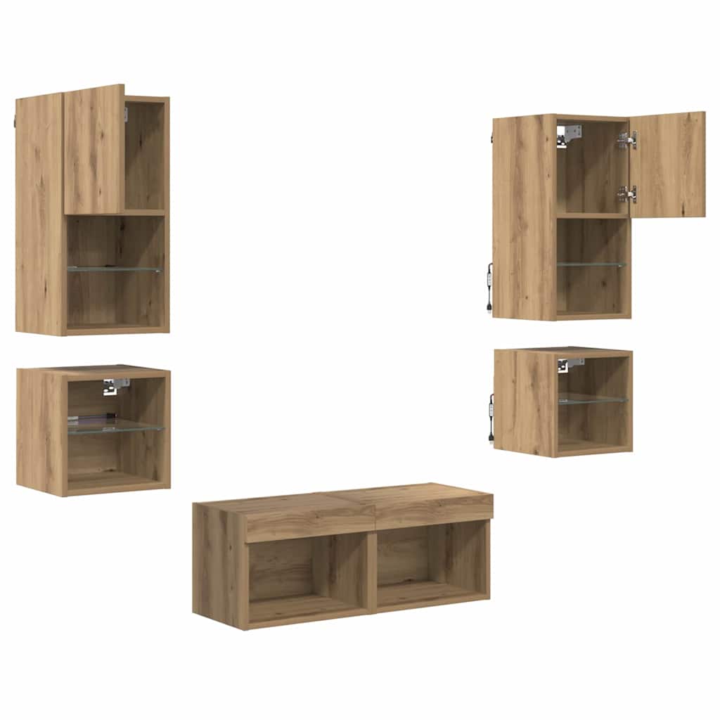 Μονάδες Τοίχου Τηλεόρασης 8 pcs Artisan Oak Επεξεργασμένο ξύλο