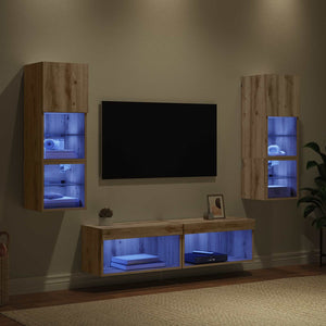 Μονάδα Τοίχου Τηλεόρασης 6 pcs Artisan Oak Επεξεργασμένο ξύλο - Pakobazaar