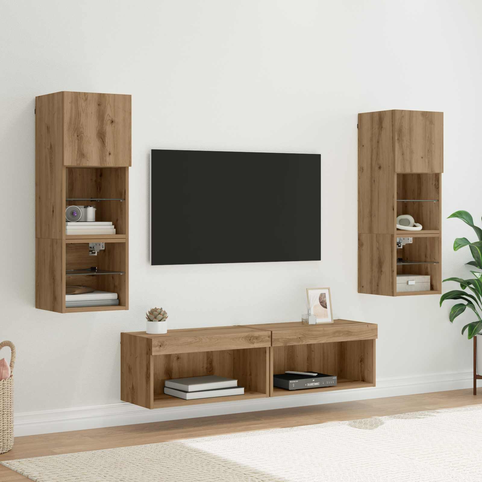 Μονάδα Τοίχου Τηλεόρασης 6 pcs Artisan Oak Επεξεργασμένο ξύλο - Pakobazaar