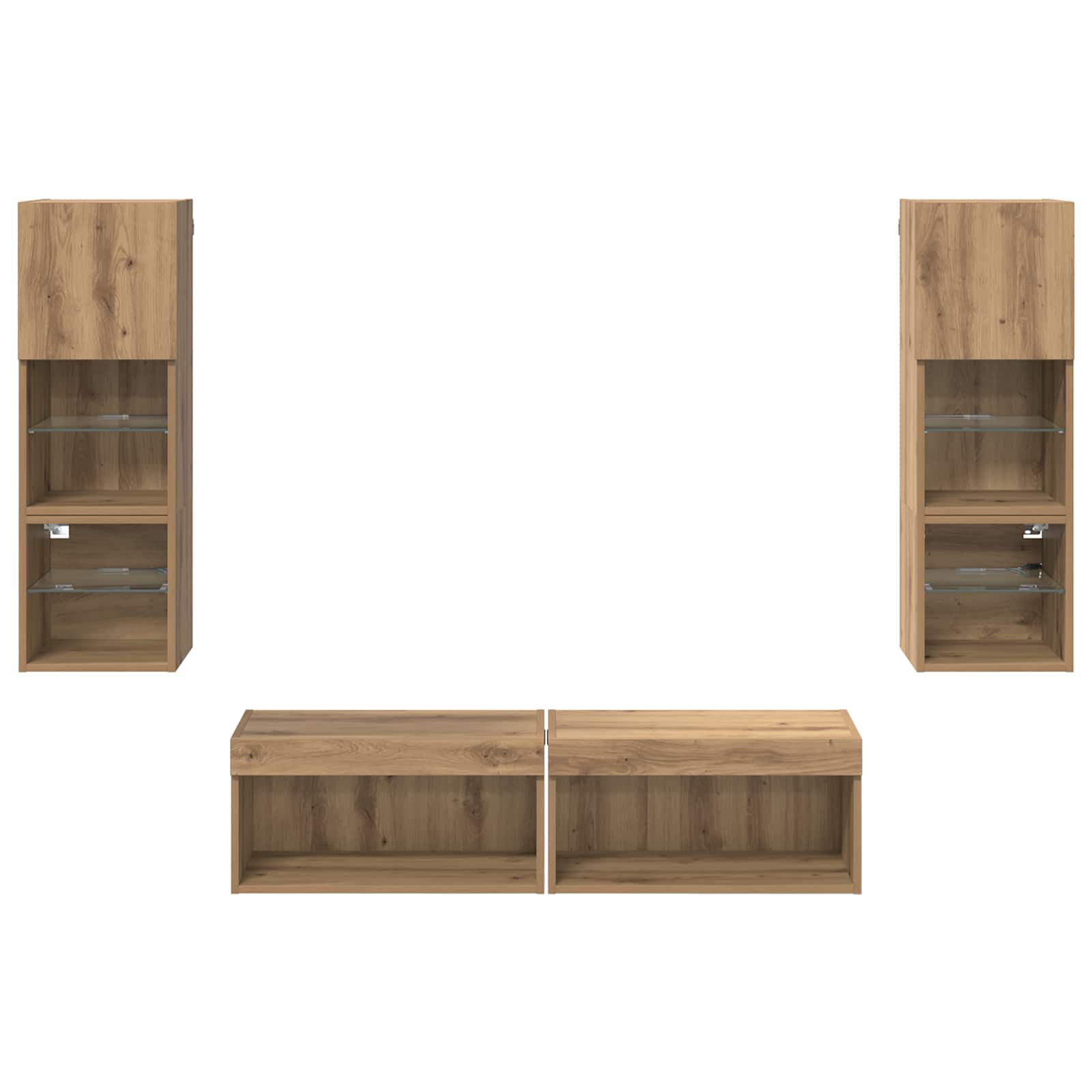 Μονάδα Τοίχου Τηλεόρασης 6 pcs Artisan Oak Επεξεργασμένο ξύλο - Pakobazaar