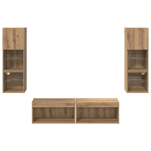 Μονάδα Τοίχου Τηλεόρασης 6 pcs Artisan Oak Επεξεργασμένο ξύλο - Pakobazaar