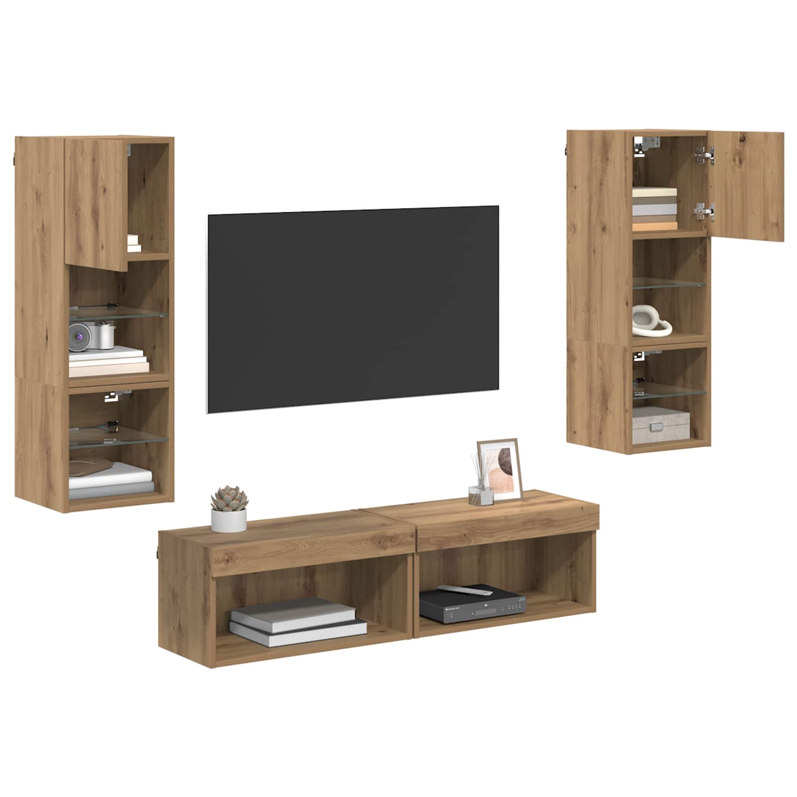 Μονάδα Τοίχου Τηλεόρασης 6 pcs Artisan Oak Επεξεργασμένο ξύλο - Pakobazaar