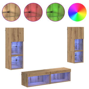 Μονάδα Τοίχου Τηλεόρασης 6 pcs Artisan Oak Επεξεργασμένο ξύλο - Pakobazaar