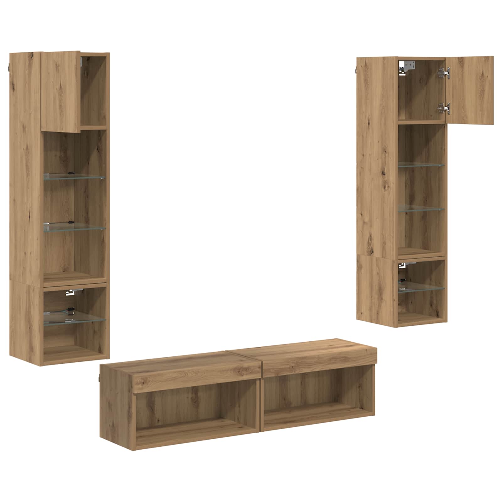 Μονάδα Τοίχου Τηλεόρασης 6 pcs Artisan Oak Επεξεργασμένο ξύλο - Pakobazaar